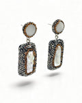 Serena | Pendientes con piedra rectangular blanca