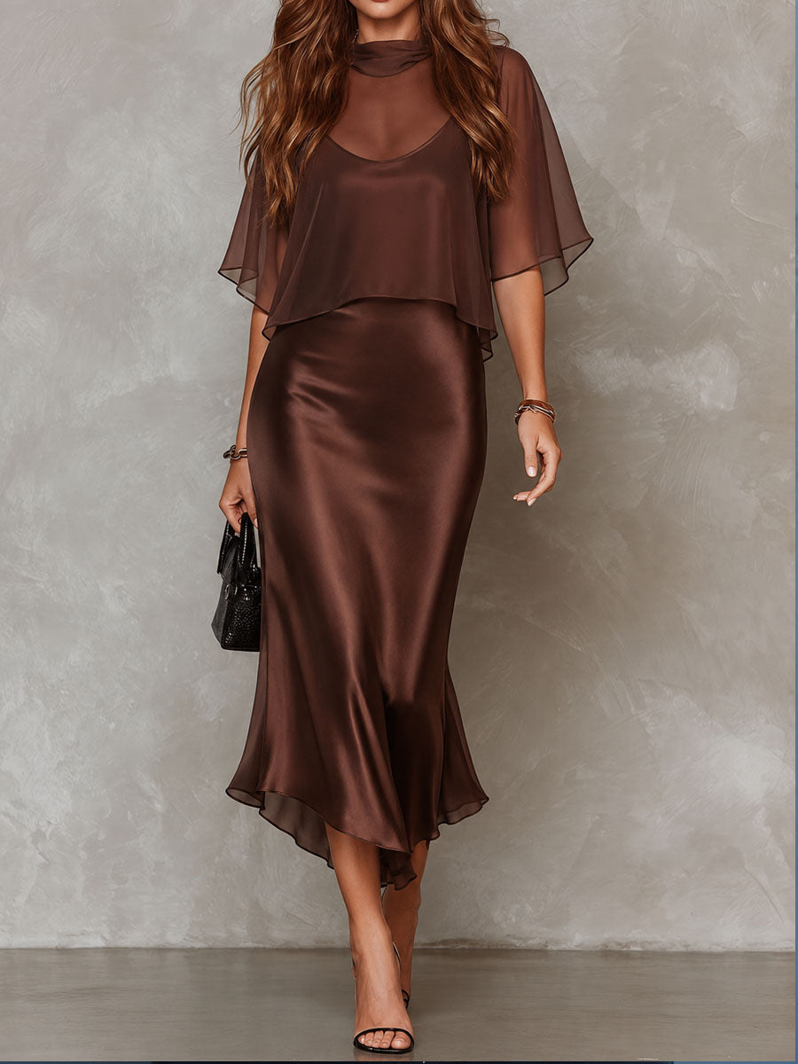 Gimena | Conjunto de blusa de gasa y vestido de satén
