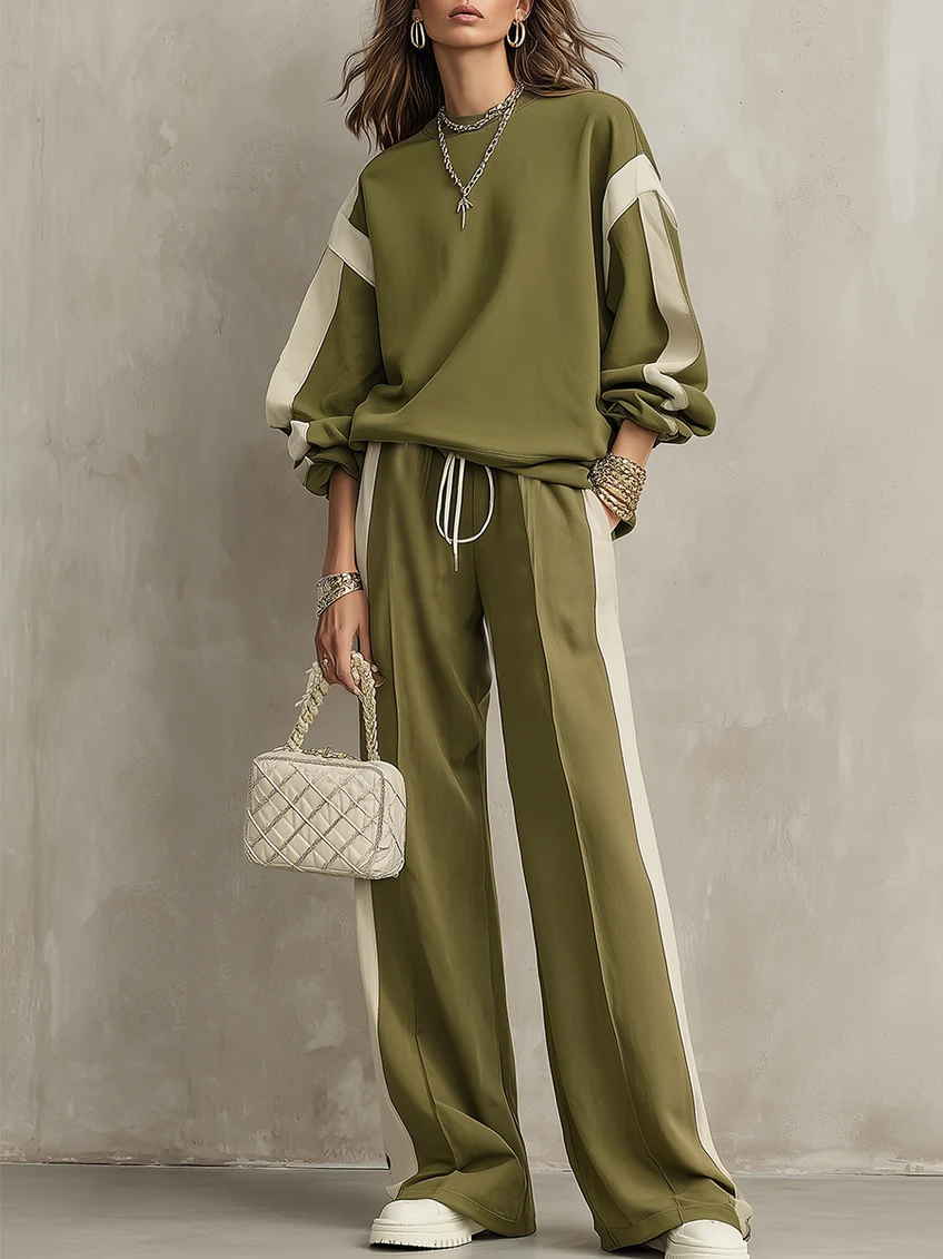 Adela | Conjunto verde oliva de sudadera y pantalón