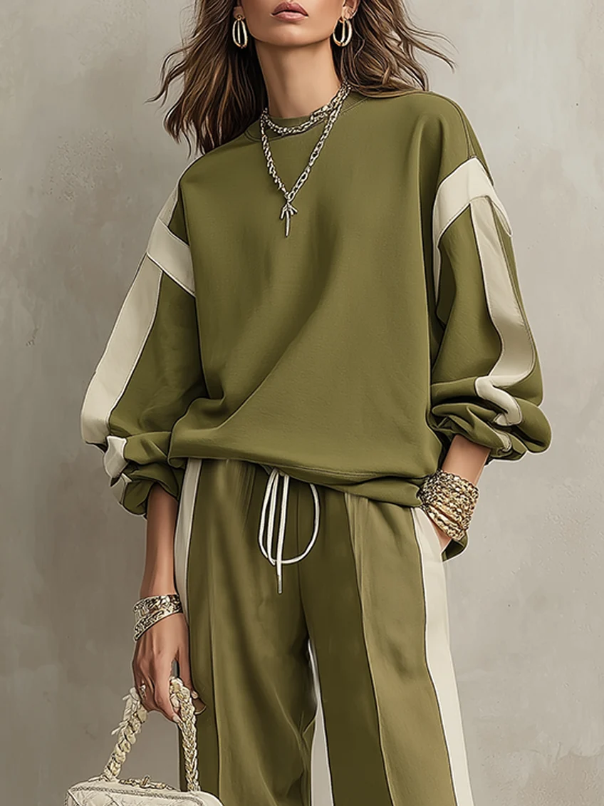 Adela | Conjunto verde oliva de sudadera y pantalón
