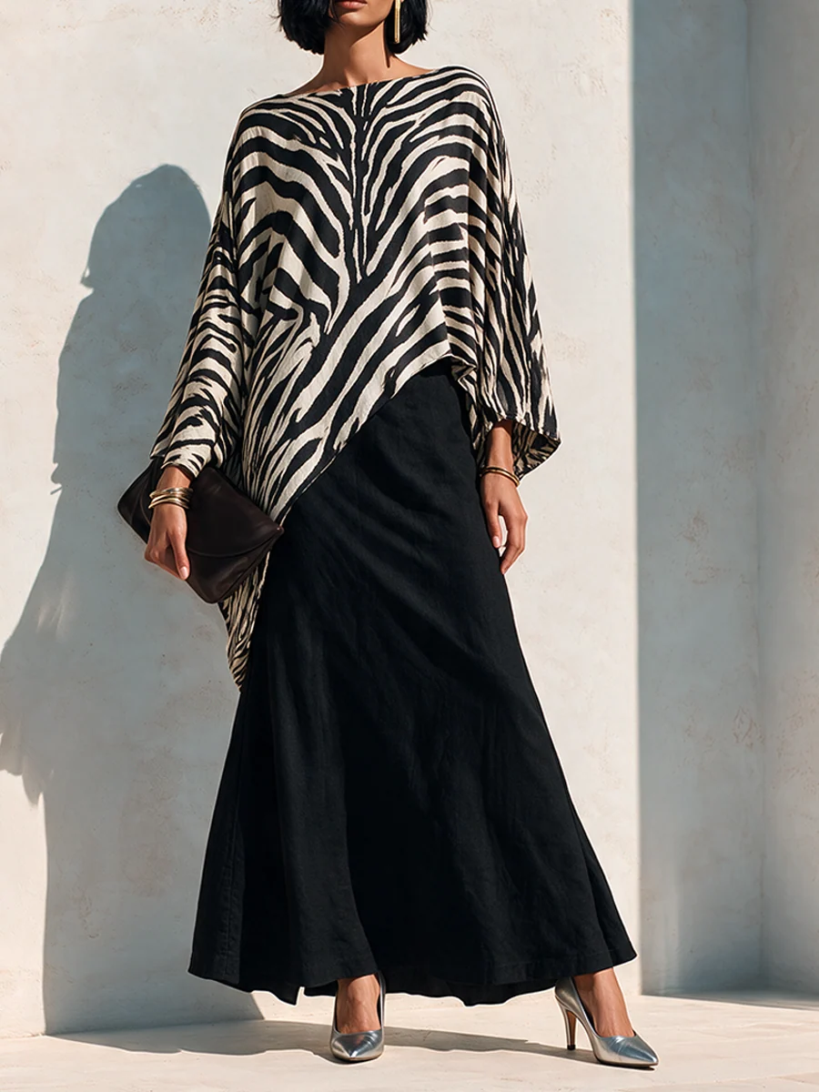 Zulema | Conjunto de top de cebra y falda drapeada