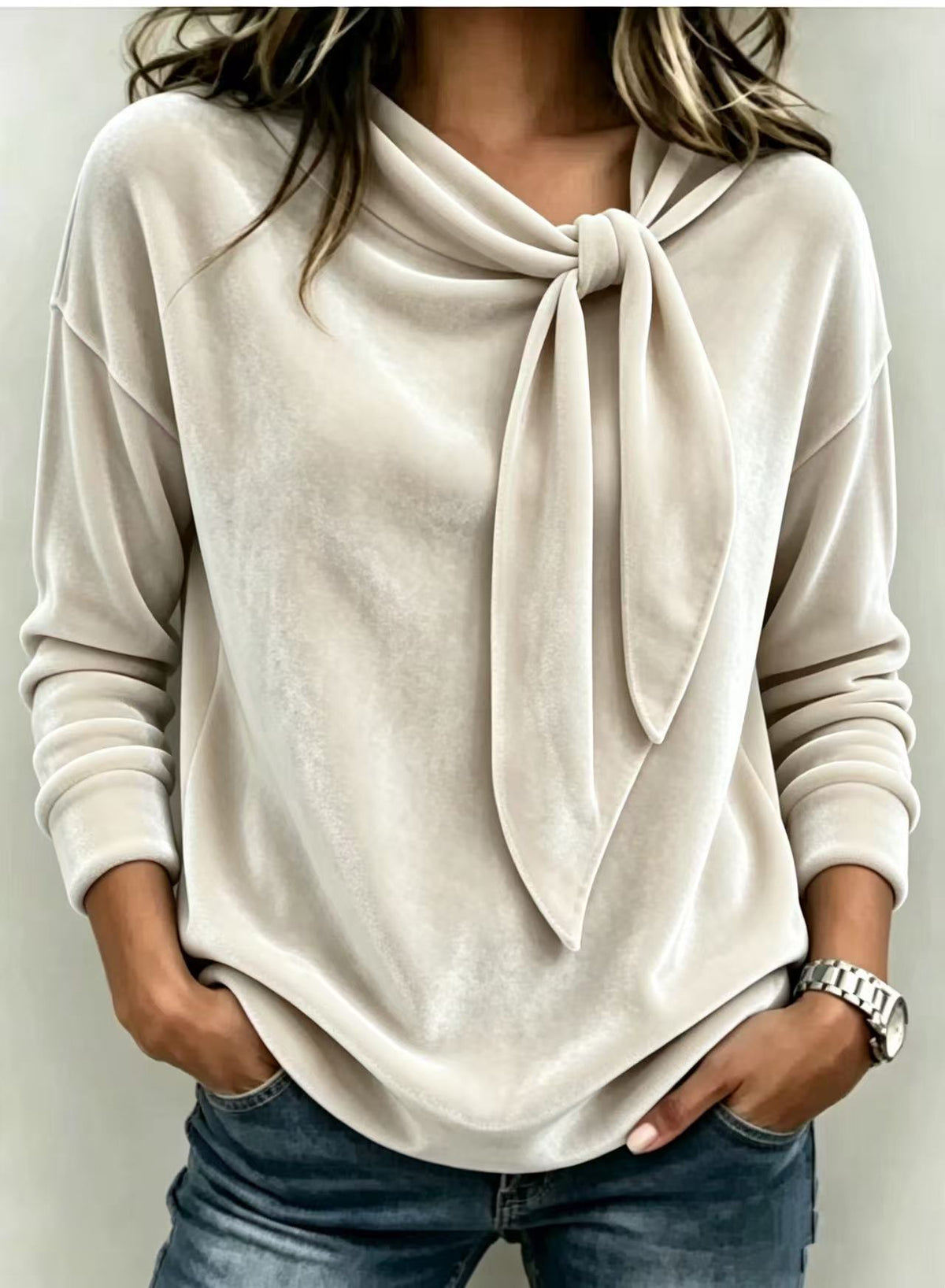 Rosaura | Blusa de terciopelo con lazo