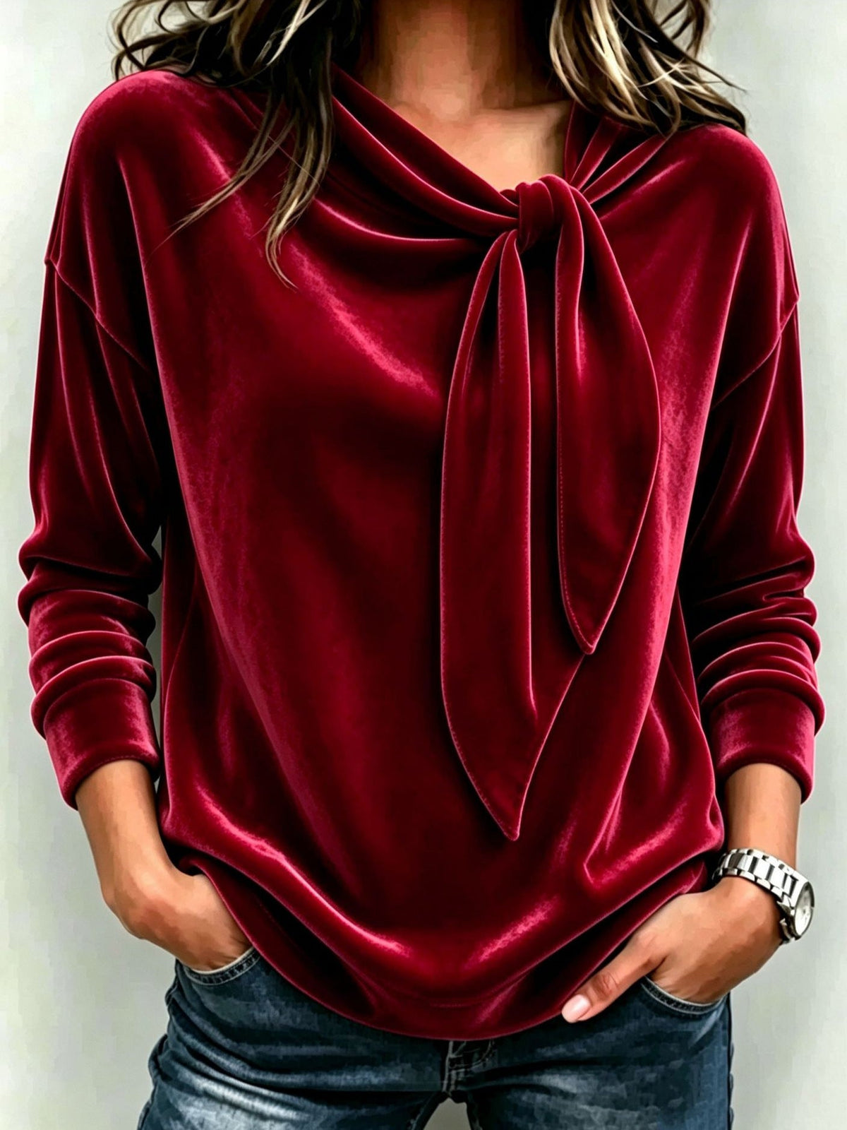 Rosaura | Blusa de terciopelo con lazo