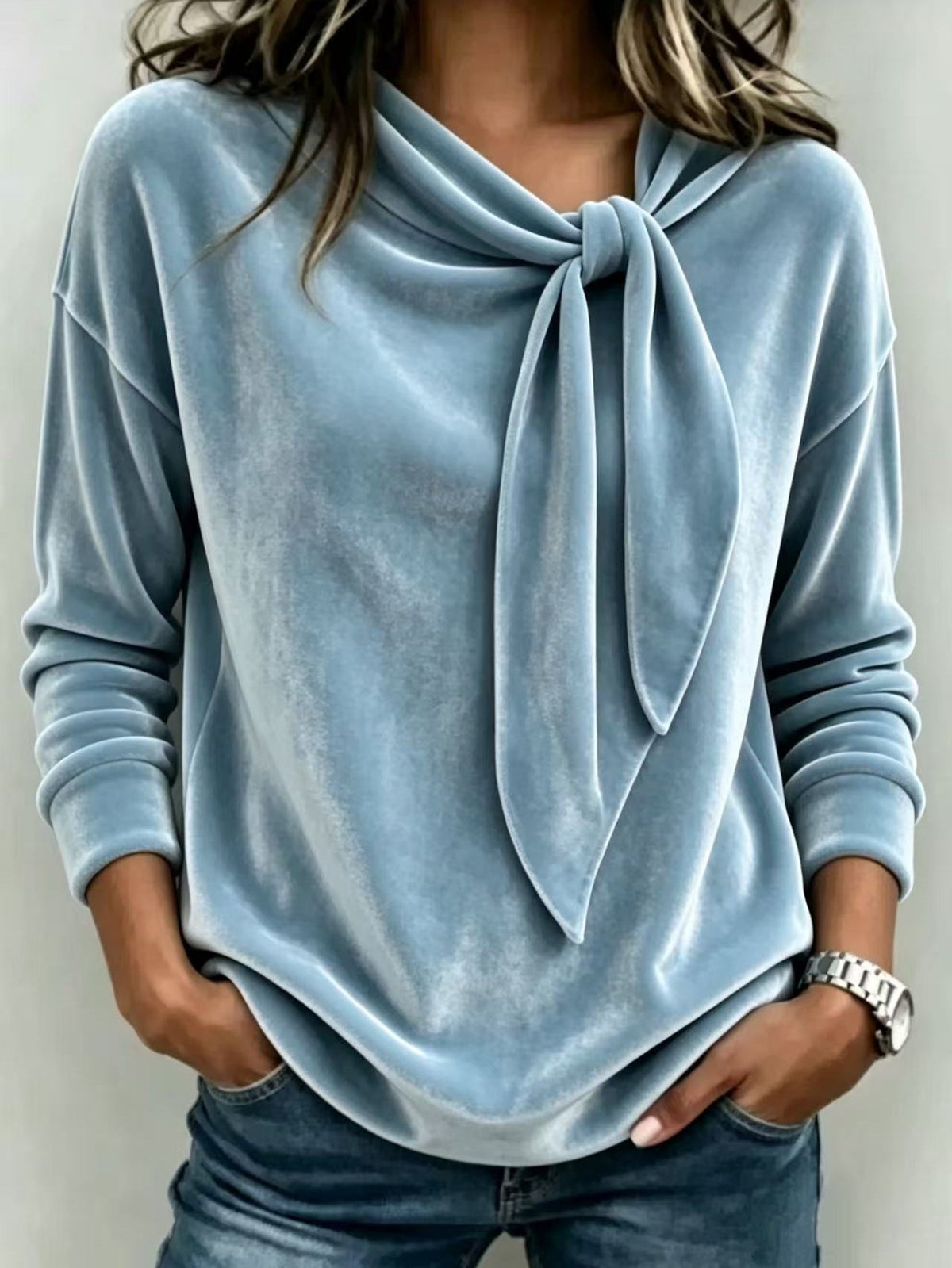 Rosaura | Blusa de terciopelo con lazo