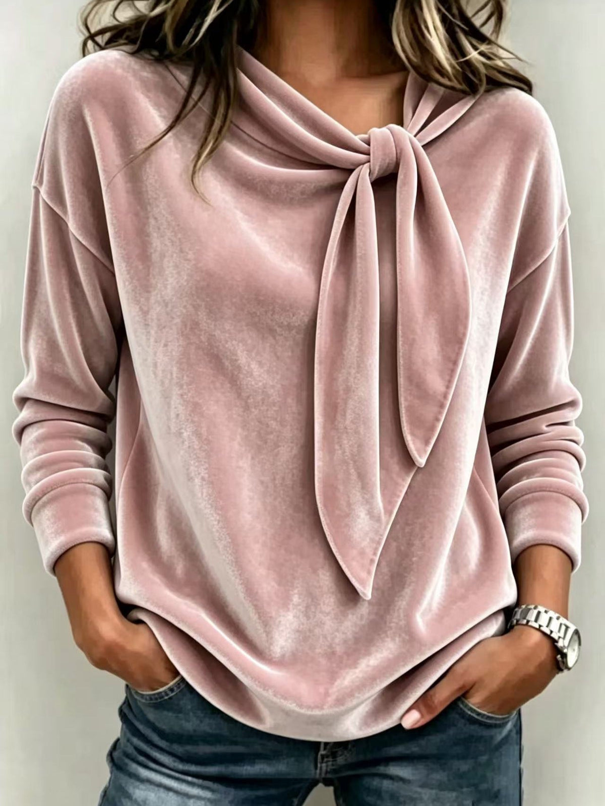 Rosaura | Blusa de terciopelo con lazo