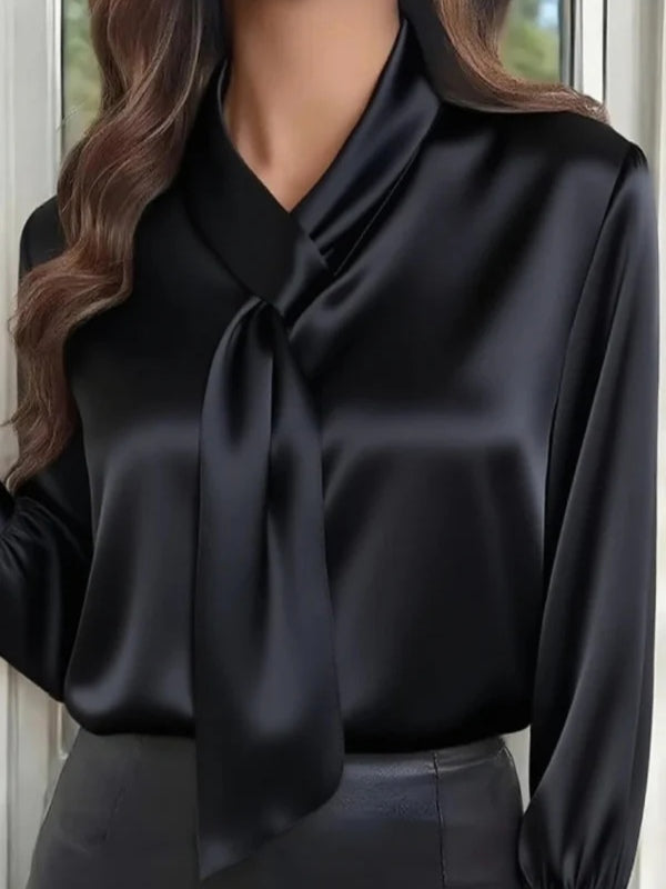 Elina | Camisa lisa con lazo