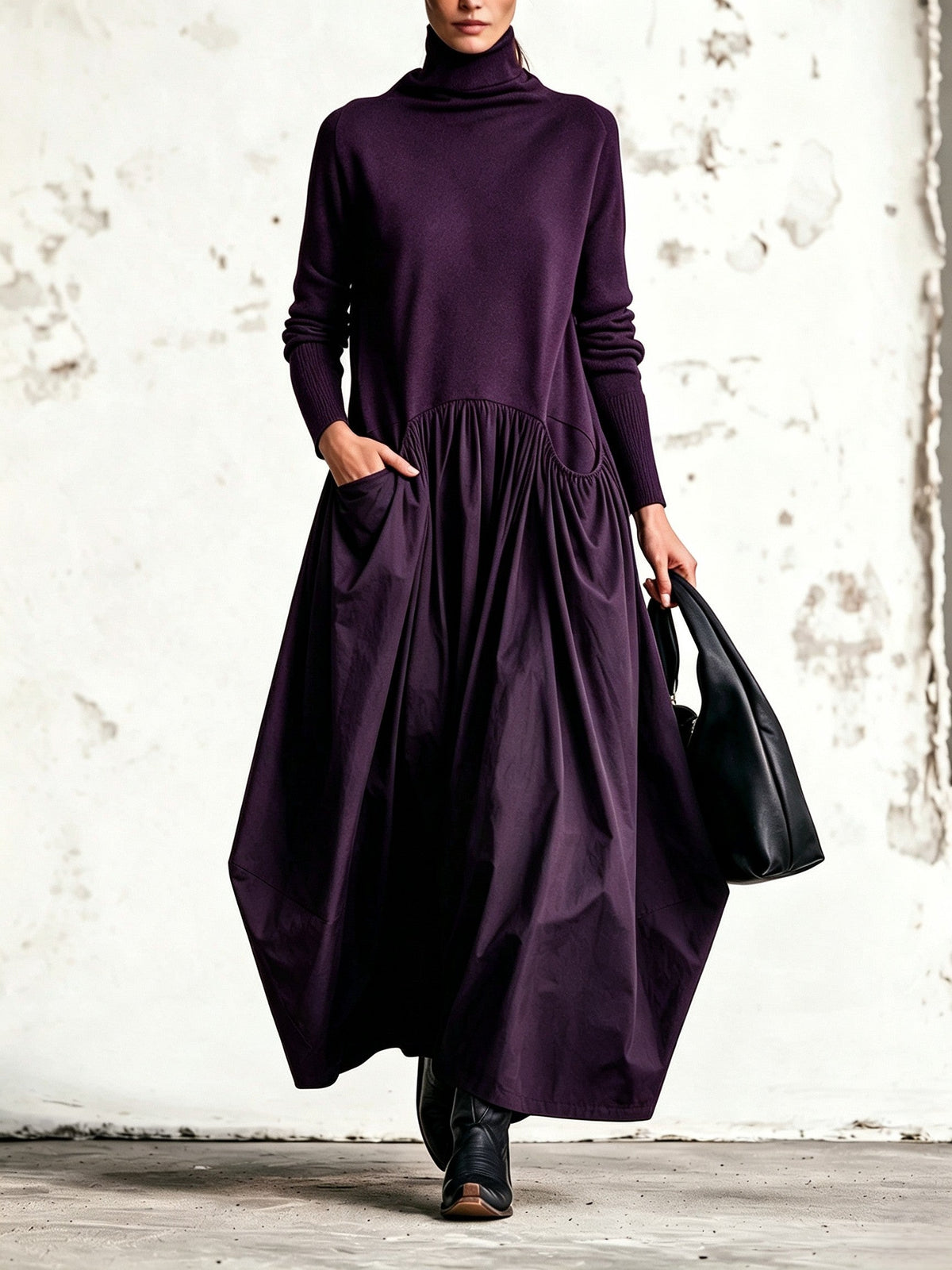 Marisa | Vestido largo oversize de cuello alto