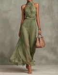 Sofía | Vestido largo halter de gasa