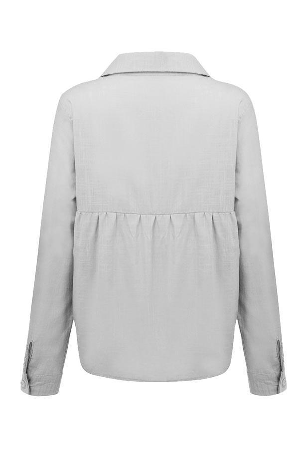 Fátima | Blusa lisa con cuello camisero