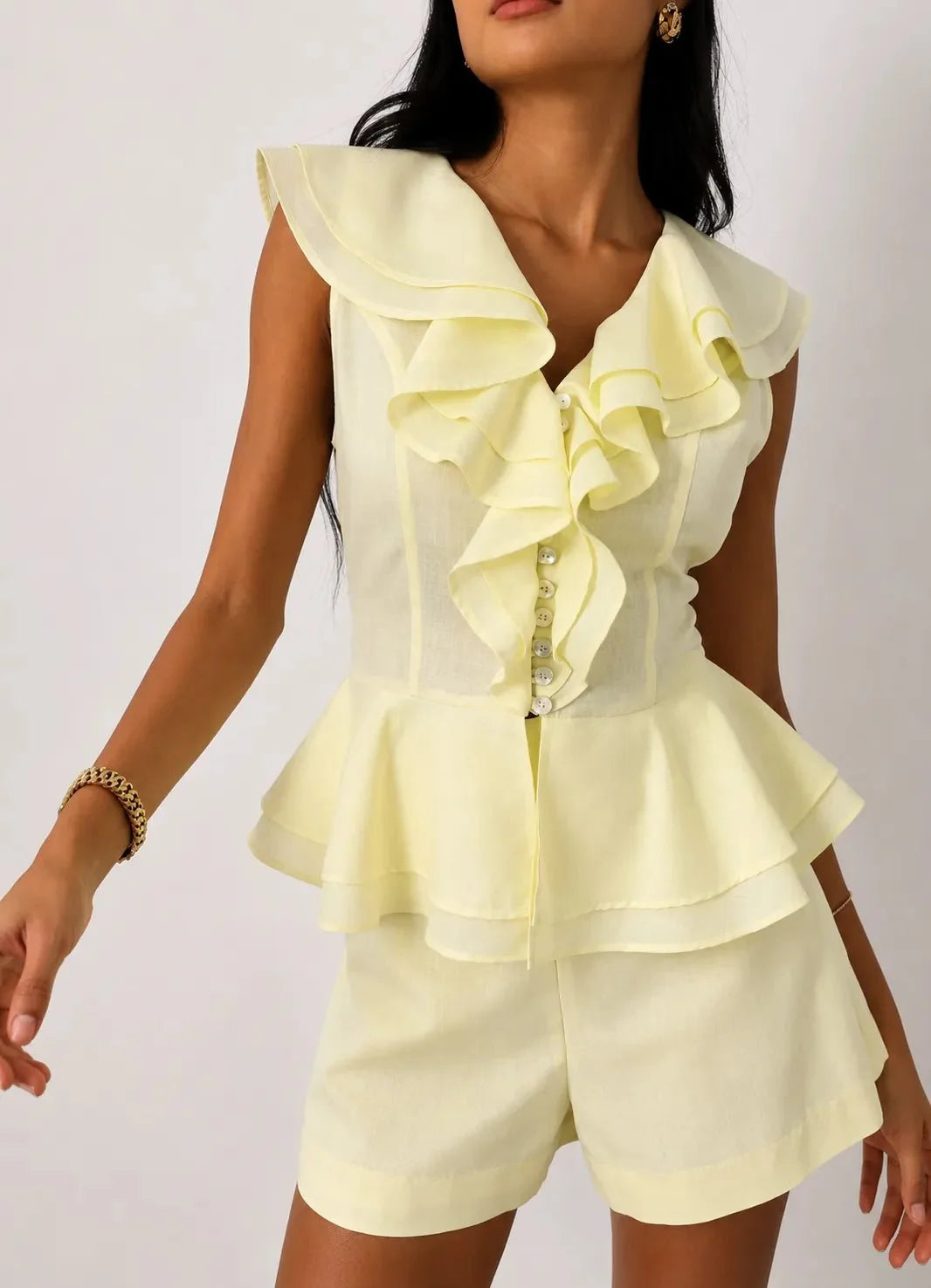 Begoña | Conjunto de top con volantes y pantalón corto