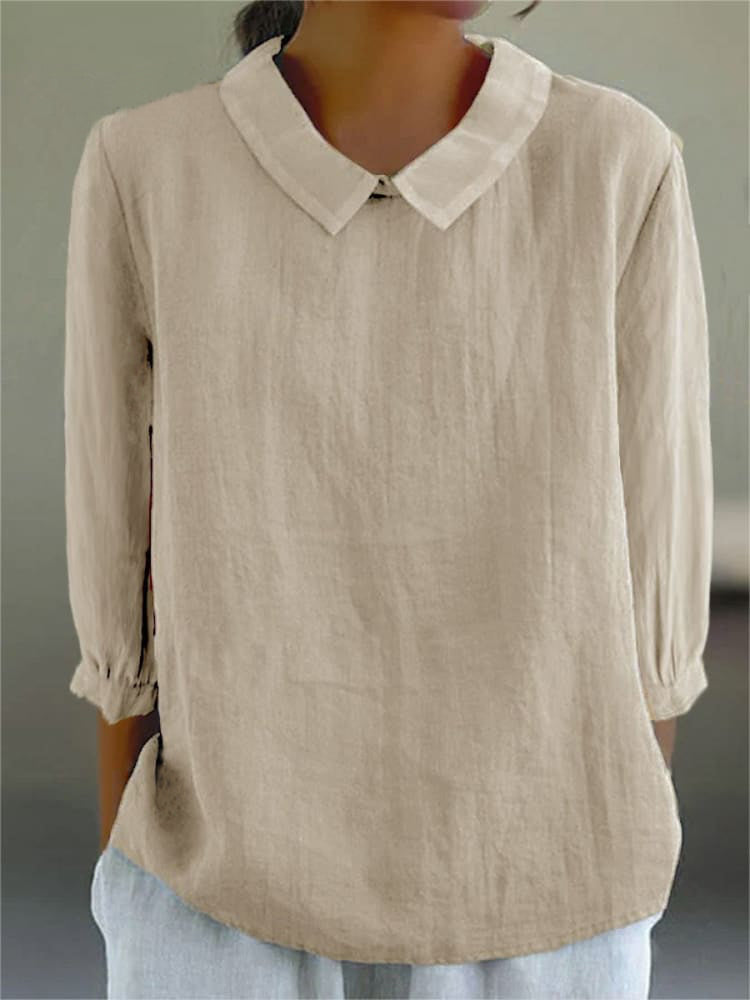 Rocío | Camisa de algodón y lino de manga 3/4
