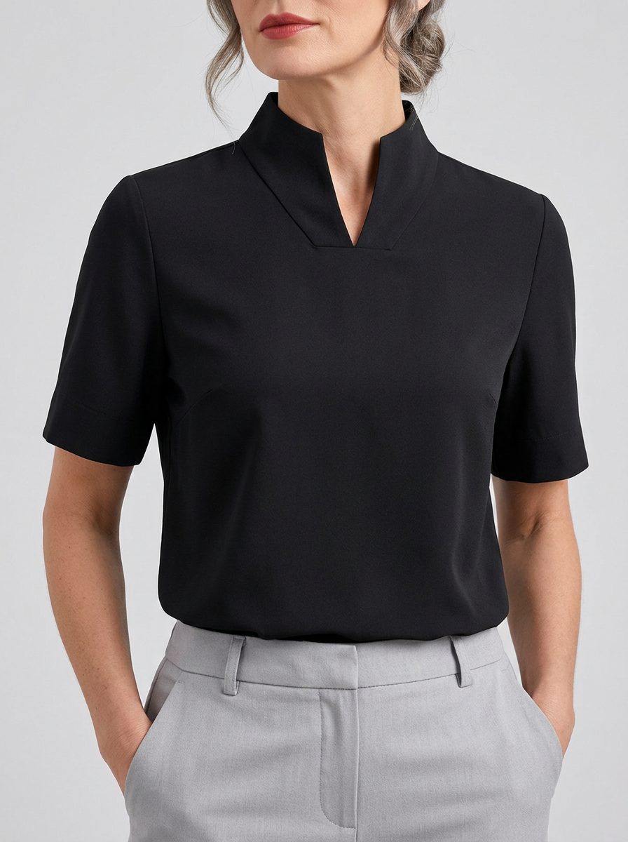 Top de manga corta con cuello mao
