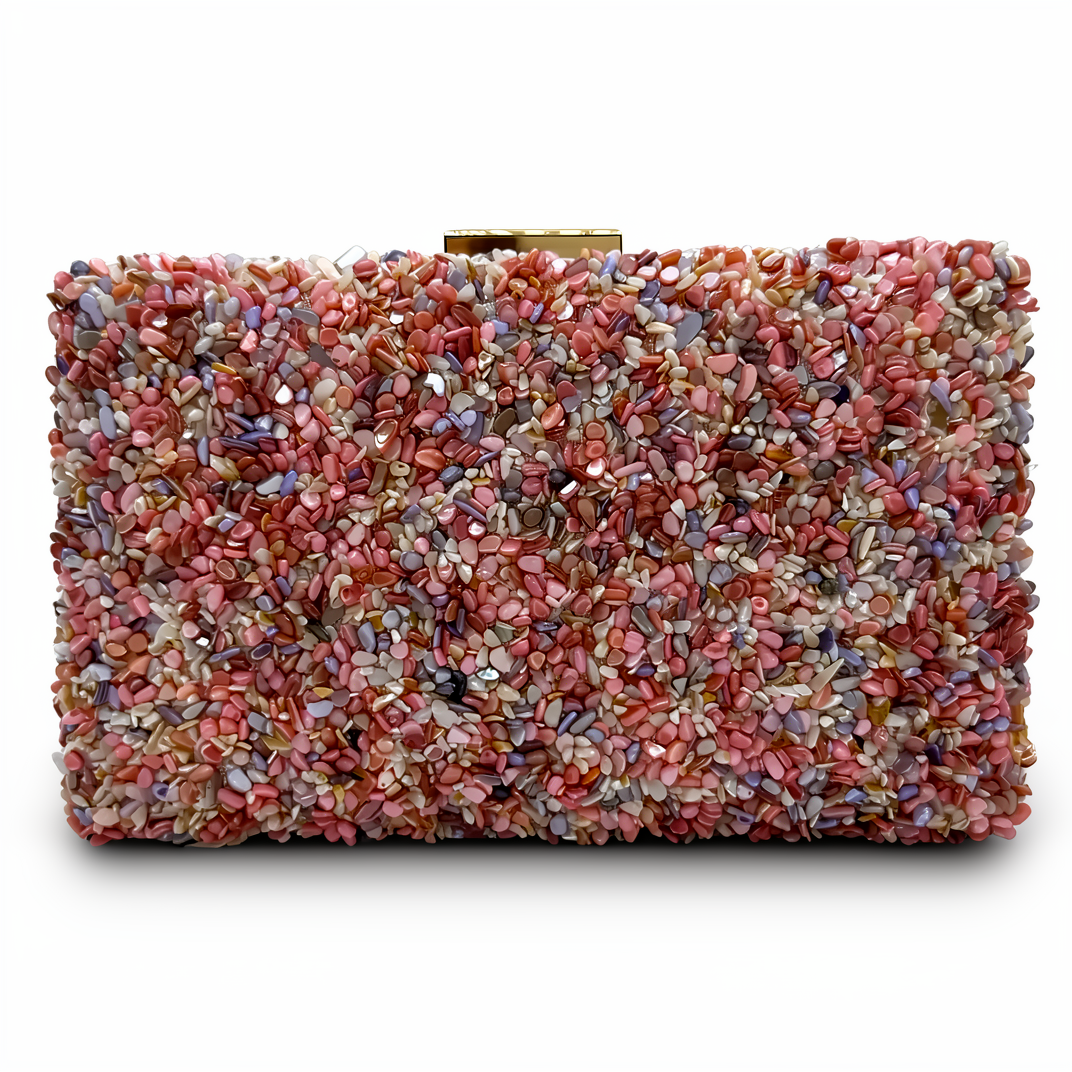 Rosie | Bolso de mano con piedras rosa