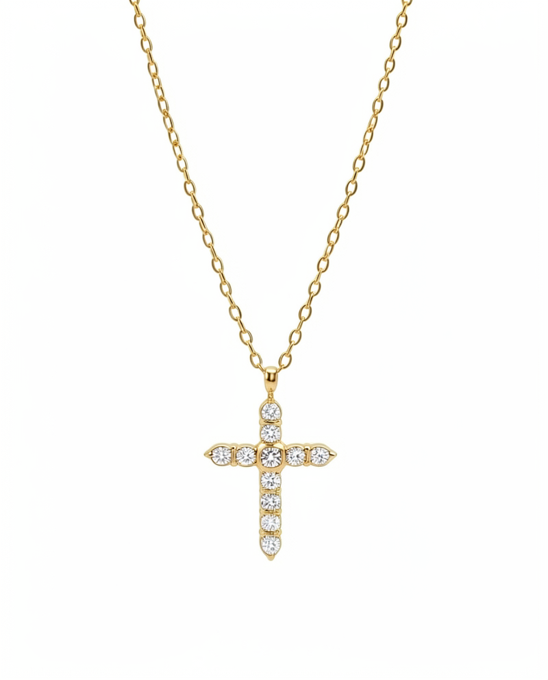 Naomi | Collar dorado con cruz de strass