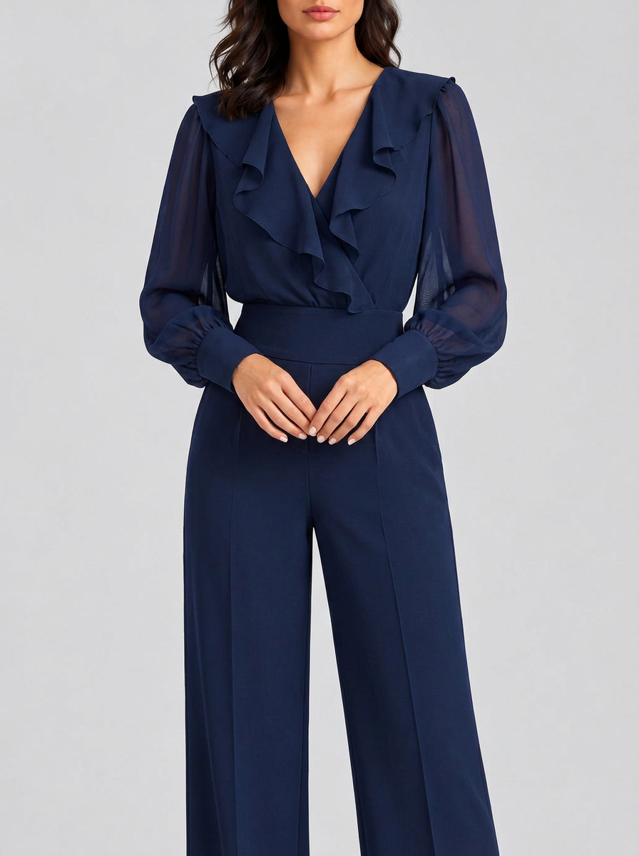Conjunto con volantes y pantalones de pierna ancha