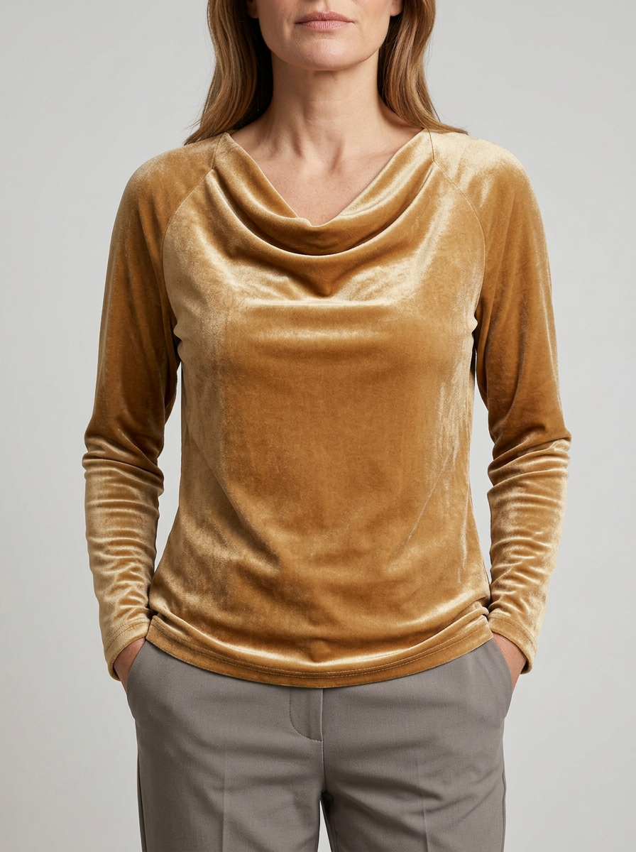 Camiseta de terciopelo lisa de manga larga