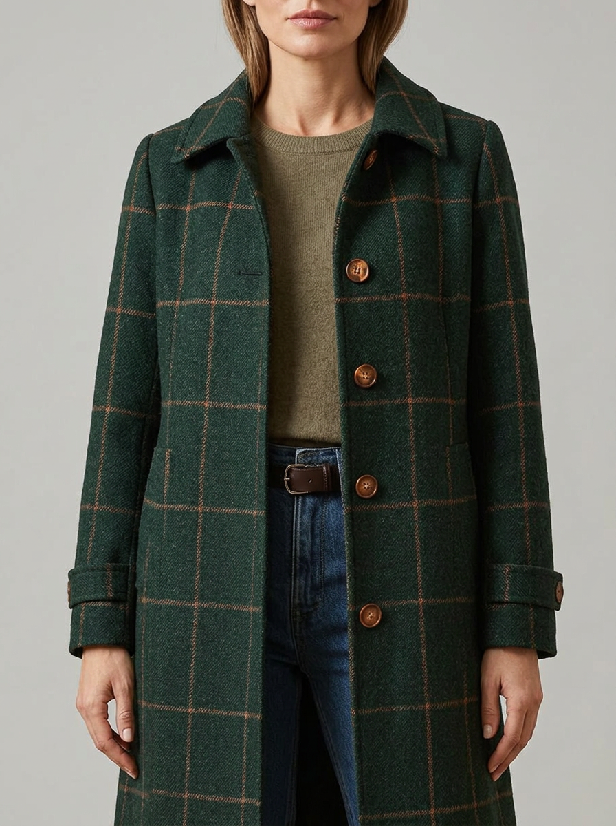 Elegance | Gabardina elegante con forma de cuadrados