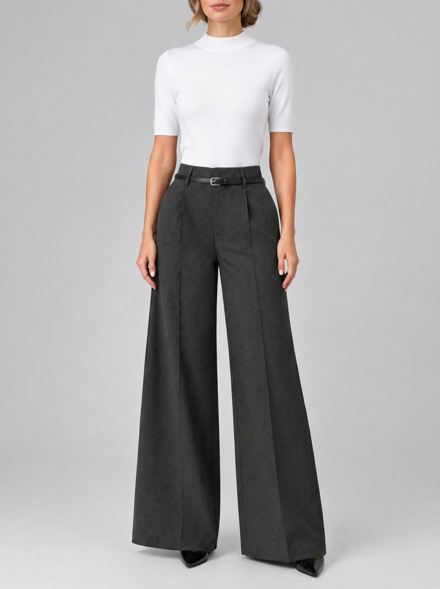 Pantalones de cintura alta, corte holgado y pierna recta