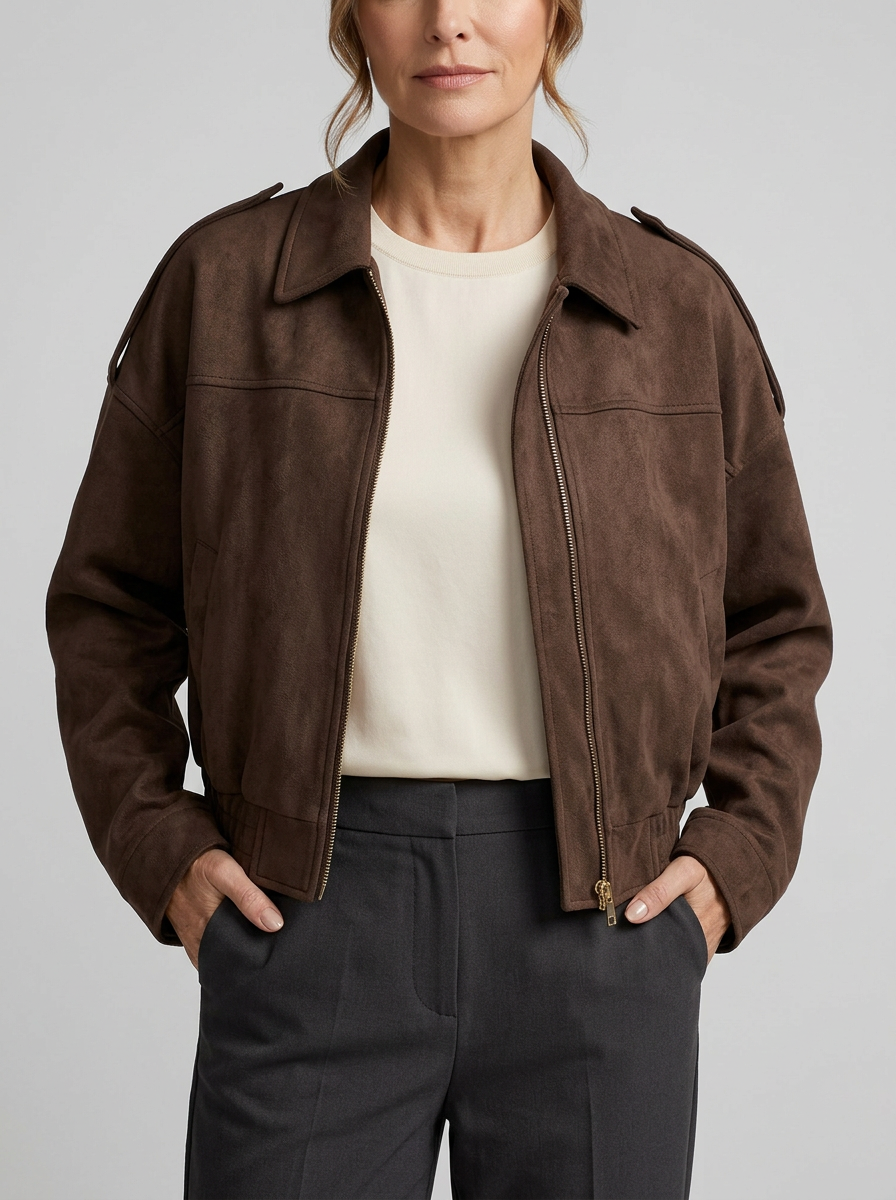 Chaqueta bomber oversize de ante