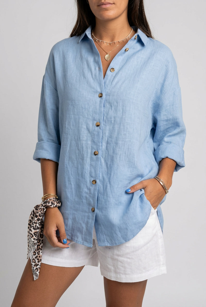 Alba | Camisa plisada con solapa